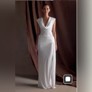 Meshki White Draped Maxi Dress
